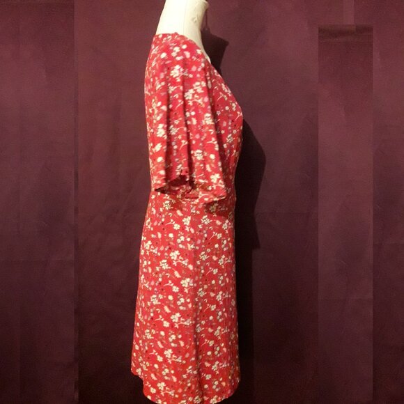 Sanctuary Pink Faux Wrap Floral Print Flutter Sleeve Boho Summer Dress Small - Picture 5 of 9